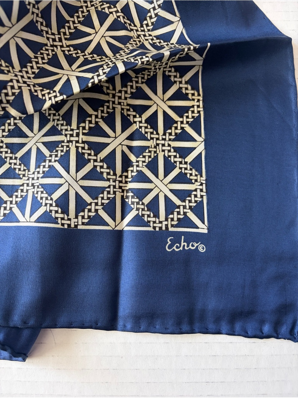 Echo vintage silk blend geometric print scarf